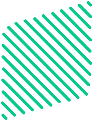 Green triangular shape made of evenly spaced diagonal lines forming a striped pattern