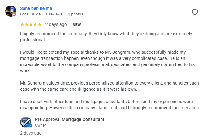 home loan in dubai clien gave review on google business profile fo pre approal consultant
