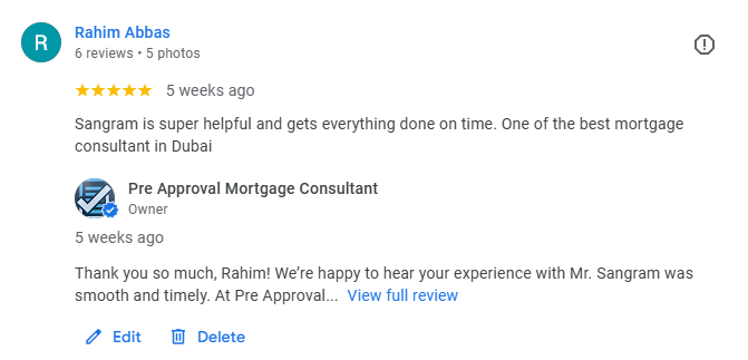 Rahim gave revire on google for his home loan experience with preapproval consultant